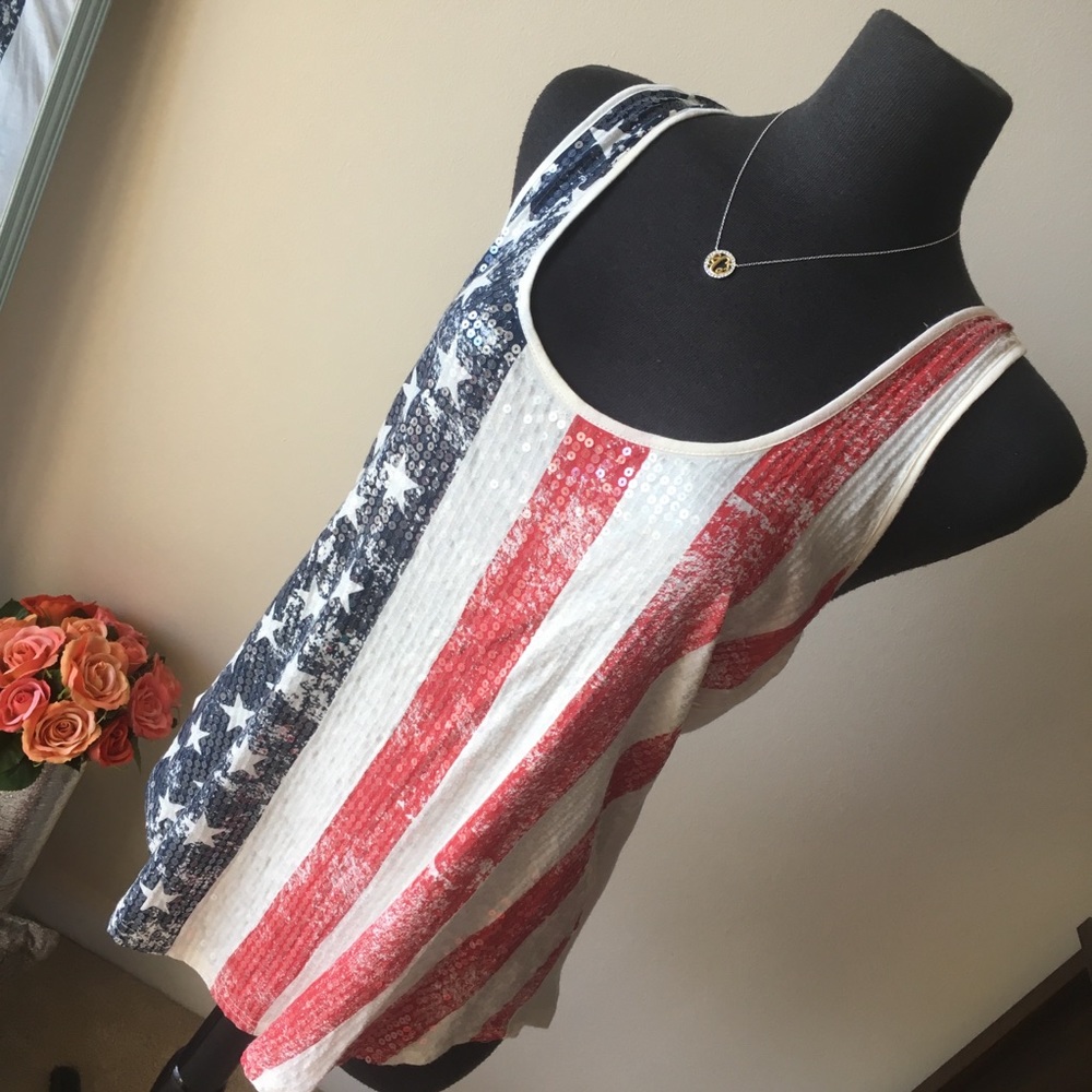 American Flag Sequin Shirt Medium / Large